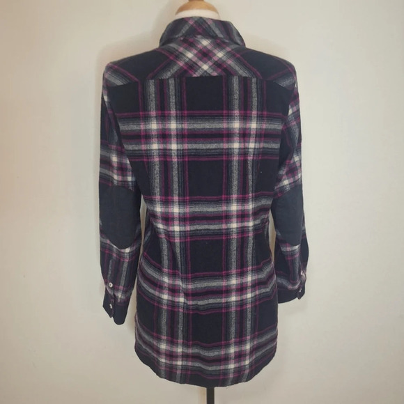 Soft Surroundings pink  and black plaid button down flannel shirt SZ S - Picture 7 of 10